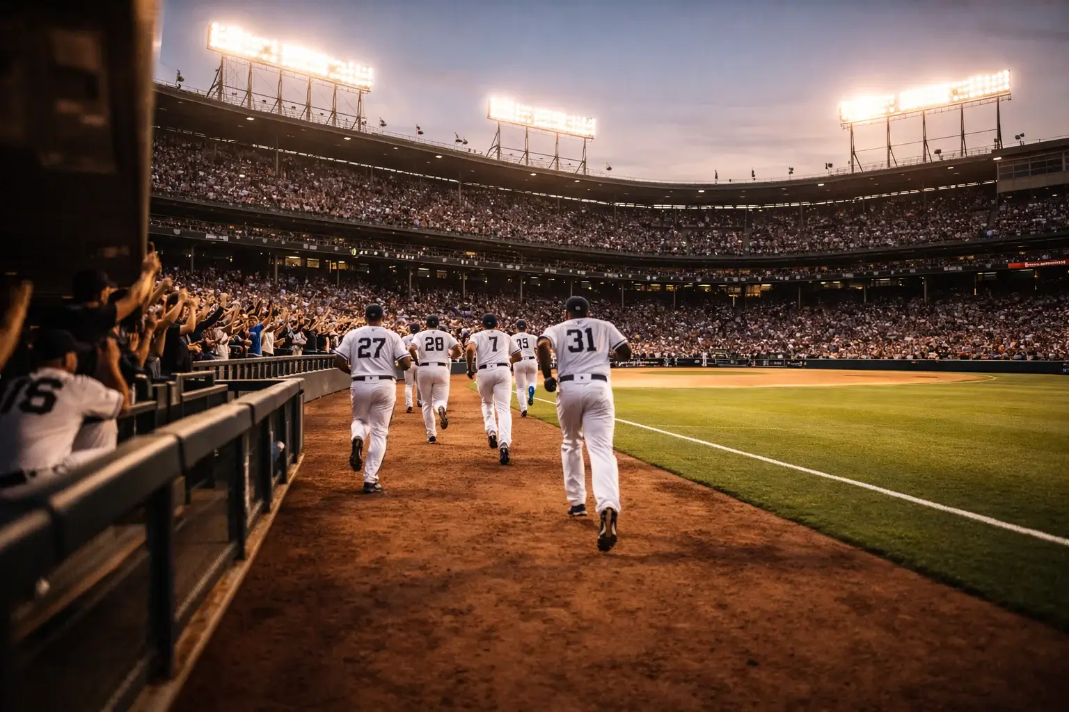 Joueurs de baseball MLB accueillis par les fans dans leur stade à domicile