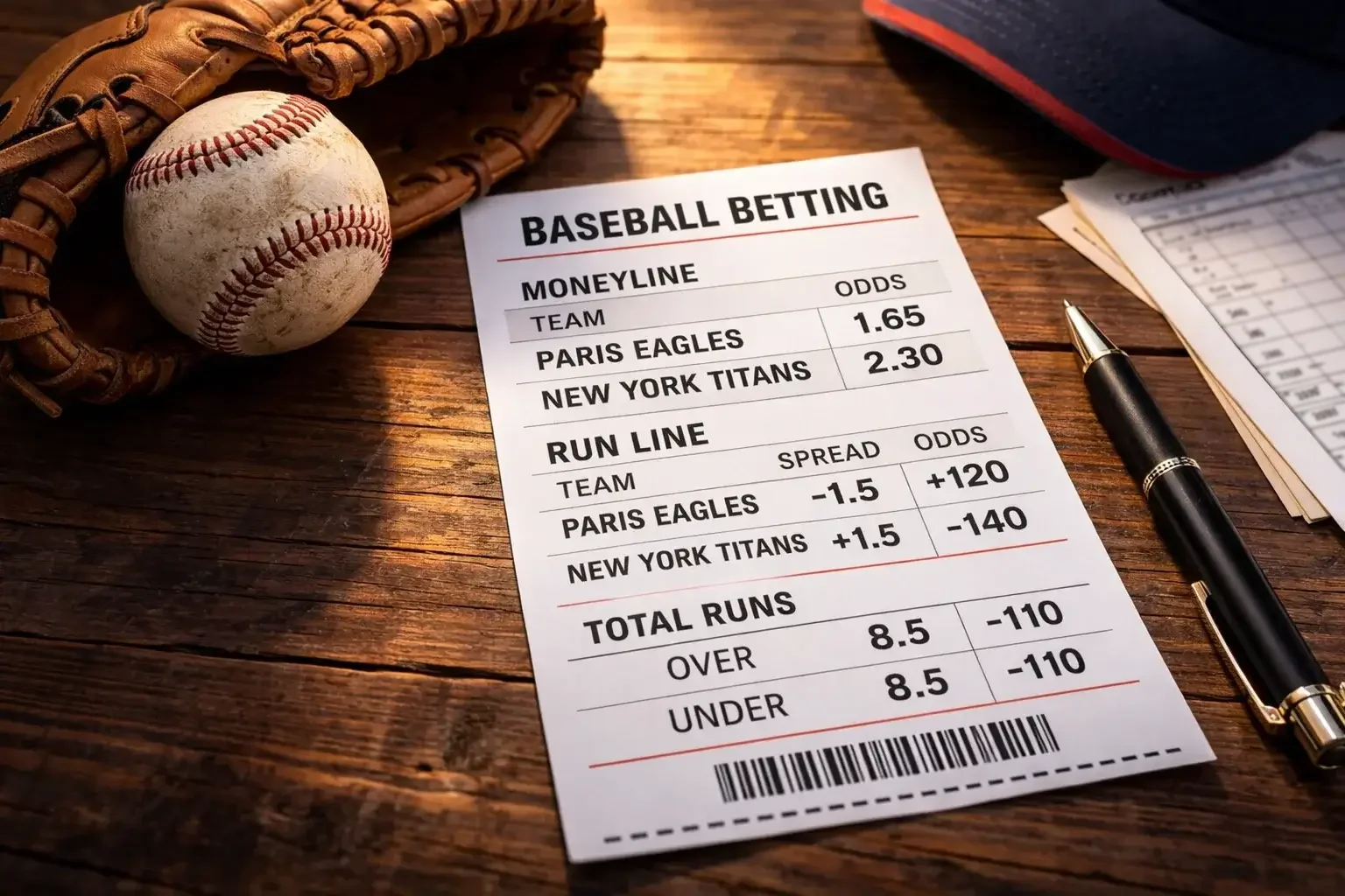 Types de paris baseball : moneyline, run line et over/under MLB